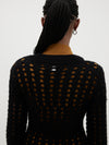 open mesh long sleeve knit dress