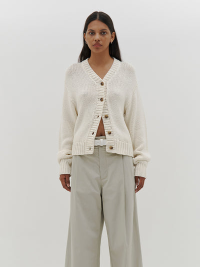 cotton merino cropped cardigan