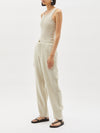 washed linen wide leg pant