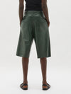 pleat front leather short