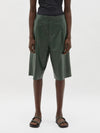pleat front leather short