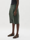 pleat front leather short