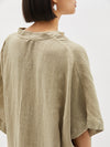 washed linen gathered neck dress