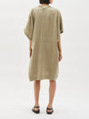 washed linen gathered neck dress