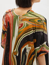 v neck contrast linen tunic