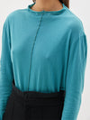 front seam raised neck long sleeve t.shirt