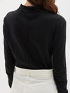 front seam raised neck long sleeve t.shirt