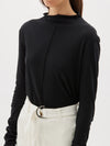 front seam raised neck long sleeve t.shirt