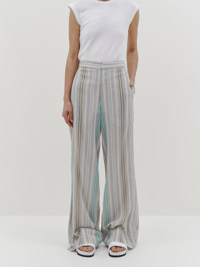 stripe gauze wide leg pant