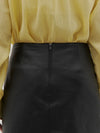 raw detail leather mini skirt