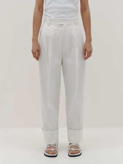 double cotton pleated pant