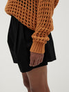 poplin pleated mini short