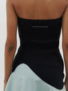 rib contrast strapless dress