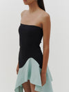 rib contrast strapless dress