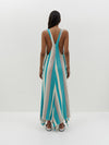 woven stripe t-back dress