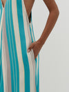 woven stripe t-back dress