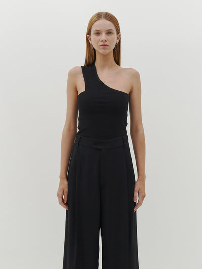 slim rib one shoulder tank