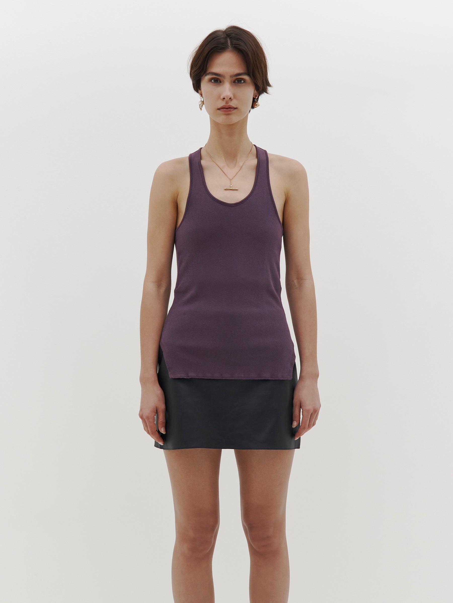 slim rib crossback tank