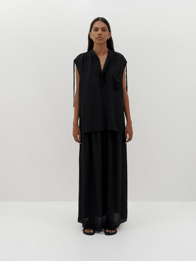 silk tuck detail tank