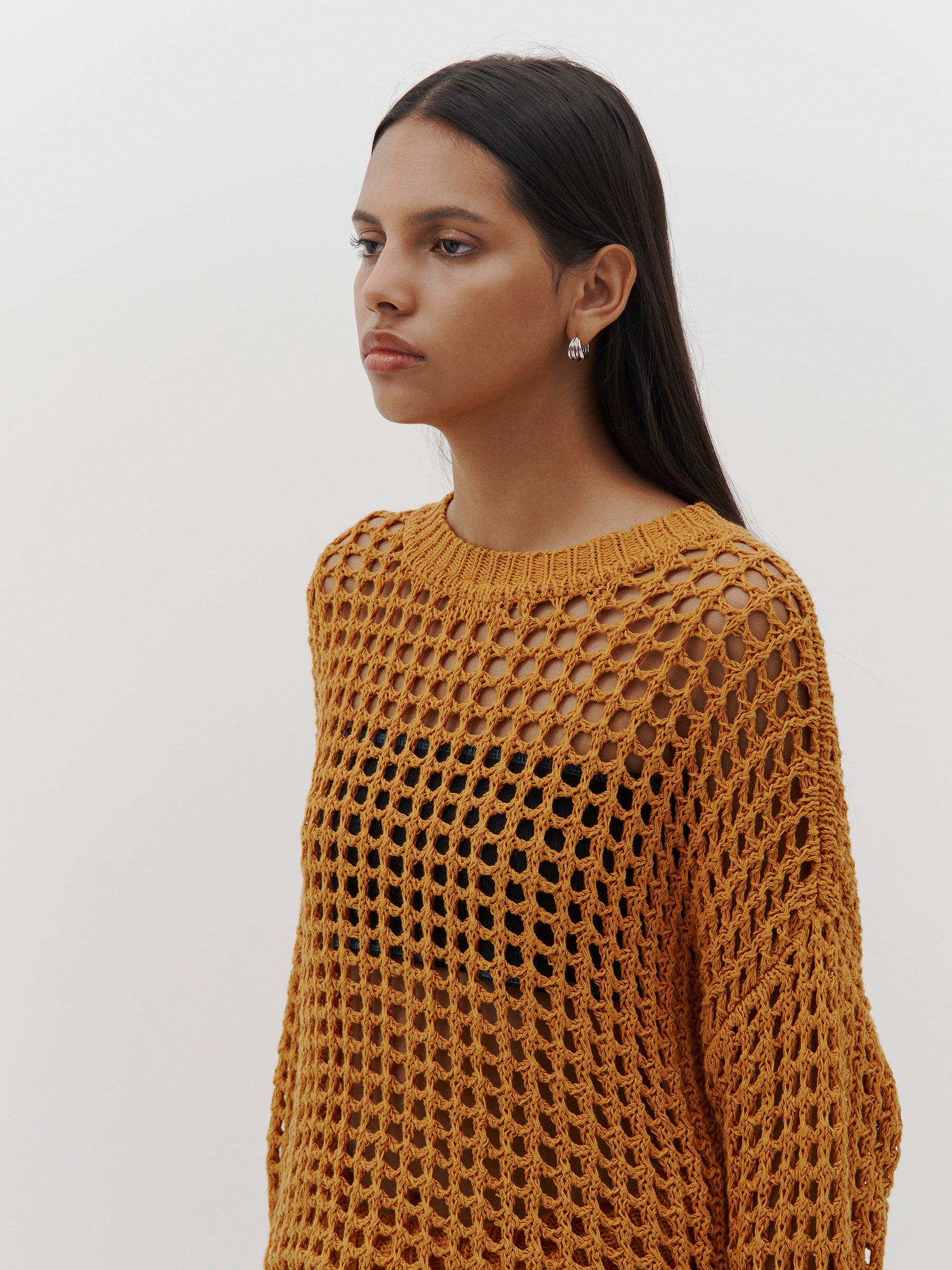 open mesh knit sweat