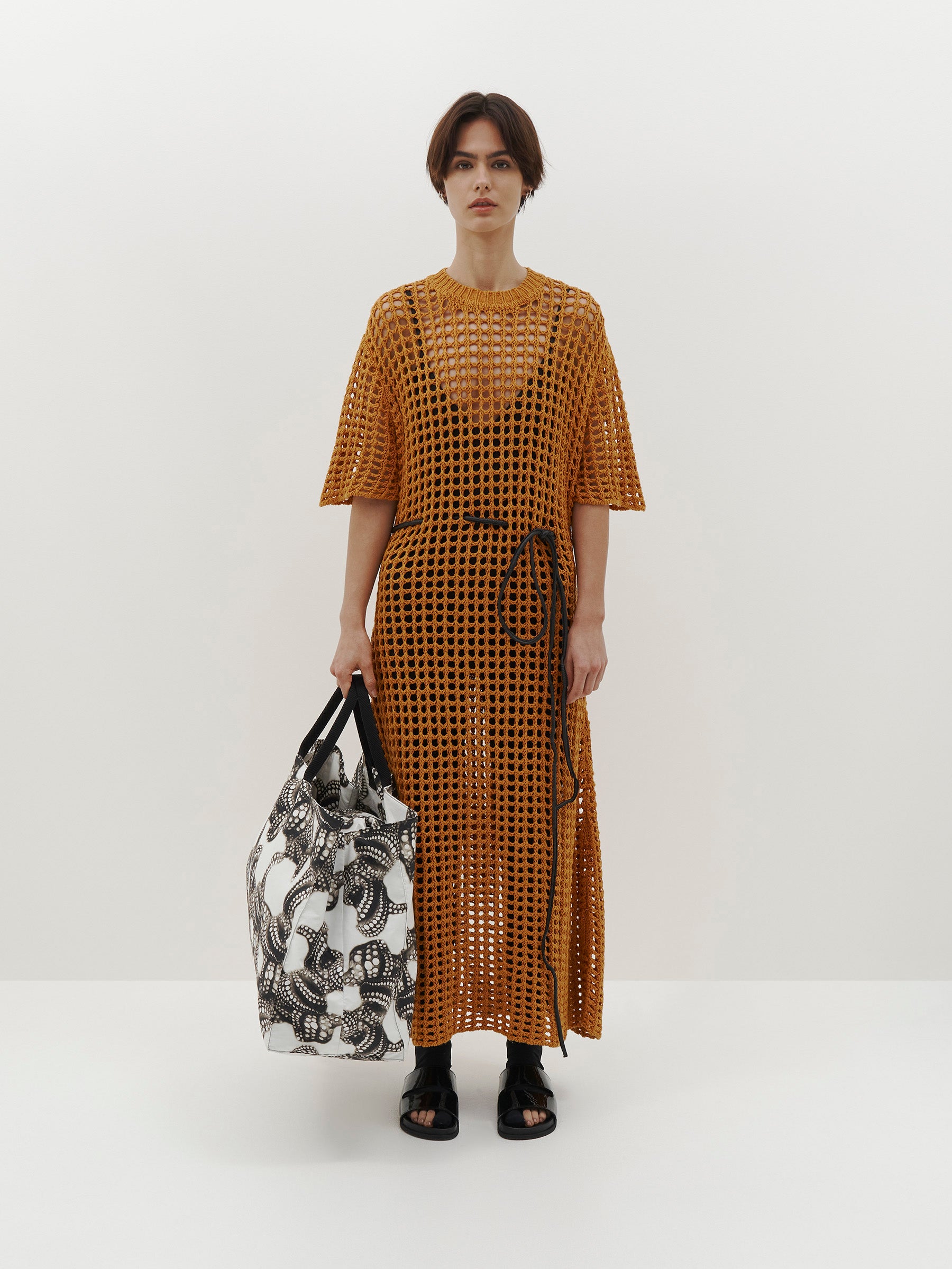 Mesh knit dress on sale