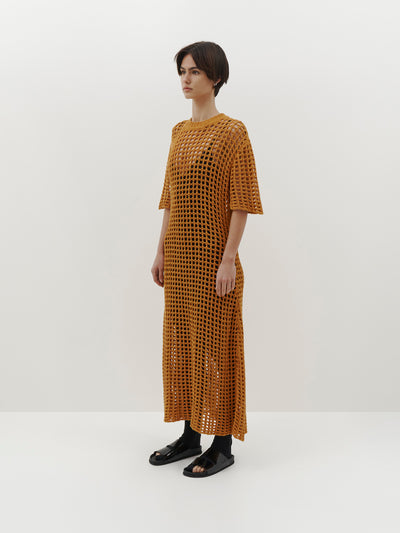 open mesh knit dress