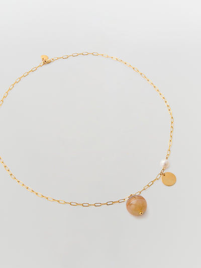 pigna drop pearl agate chain necklace