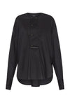 collarless wide placket shirt