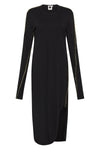 contrast scoop hem long sleeve dress