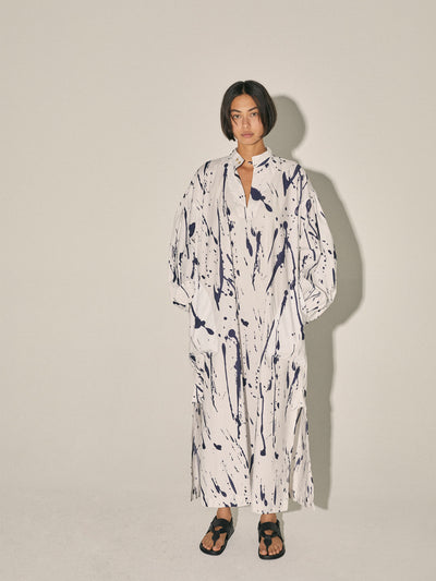 splatter cotton shirt dress
