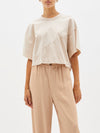 oversized athletic crop short sleeve t.shirt
