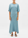 contrast topstitch short sleeve dress