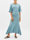 contrast topstitch short sleeve dress