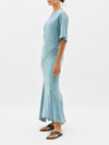 contrast topstitch short sleeve dress