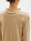 contrast raised neck long sleeve t.shirt