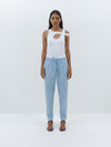 contrast stitch poplin pant