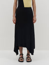 panelled drapey rib skirt