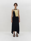 panelled drapey rib skirt