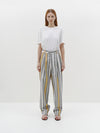 stripe pleated straight pant