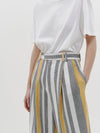 stripe pleated straight pant