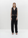 pleated straight leg pant