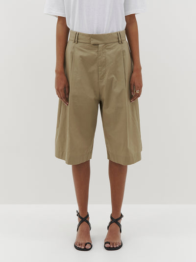 pleated poplin short