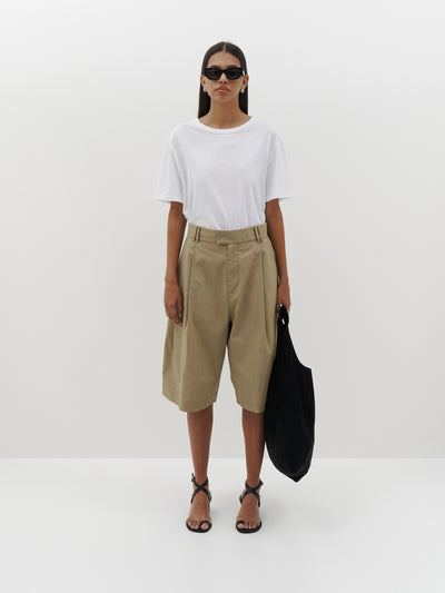 pleated poplin short