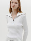 drapey rib zip up polo top