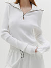 drapey rib zip up polo top