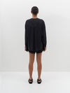 collarless wide placket shirt