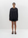 collarless wide placket shirt