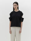 shoulder cut out boxy t.shirt