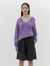 cotton linen v neck boxy knit