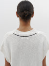 cotton linen v neck boxy vest